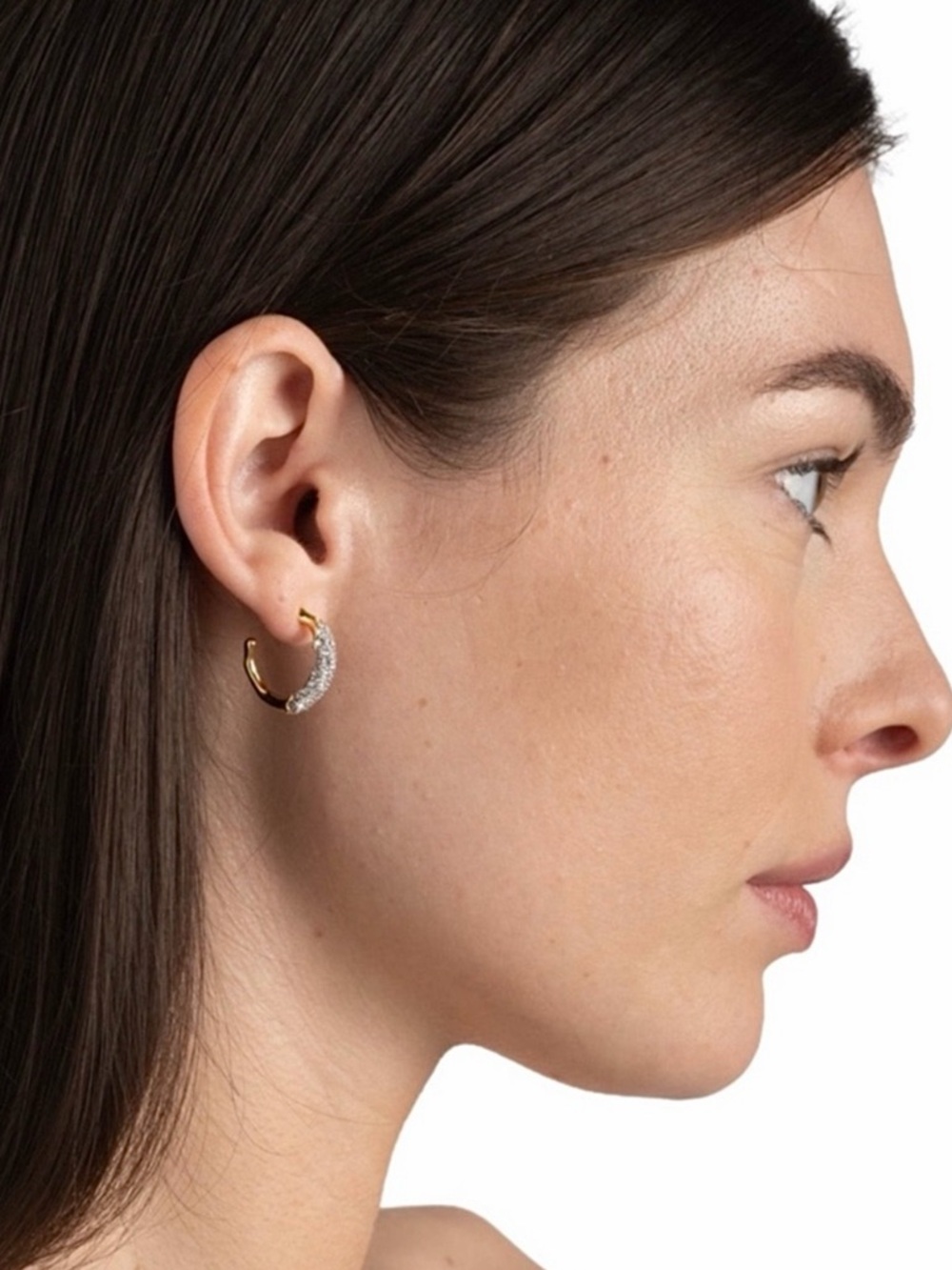 Alexis Bittar Solanales Gold Crystal Twist Mini Hoop Earrings - Picture 5 of 8